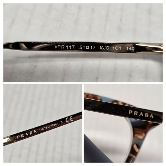 Prada Eyeglasses Frame VPR11T KJO-101 Women's Brown Blue Full Rim 51-17-140 - Picture 6 of 8